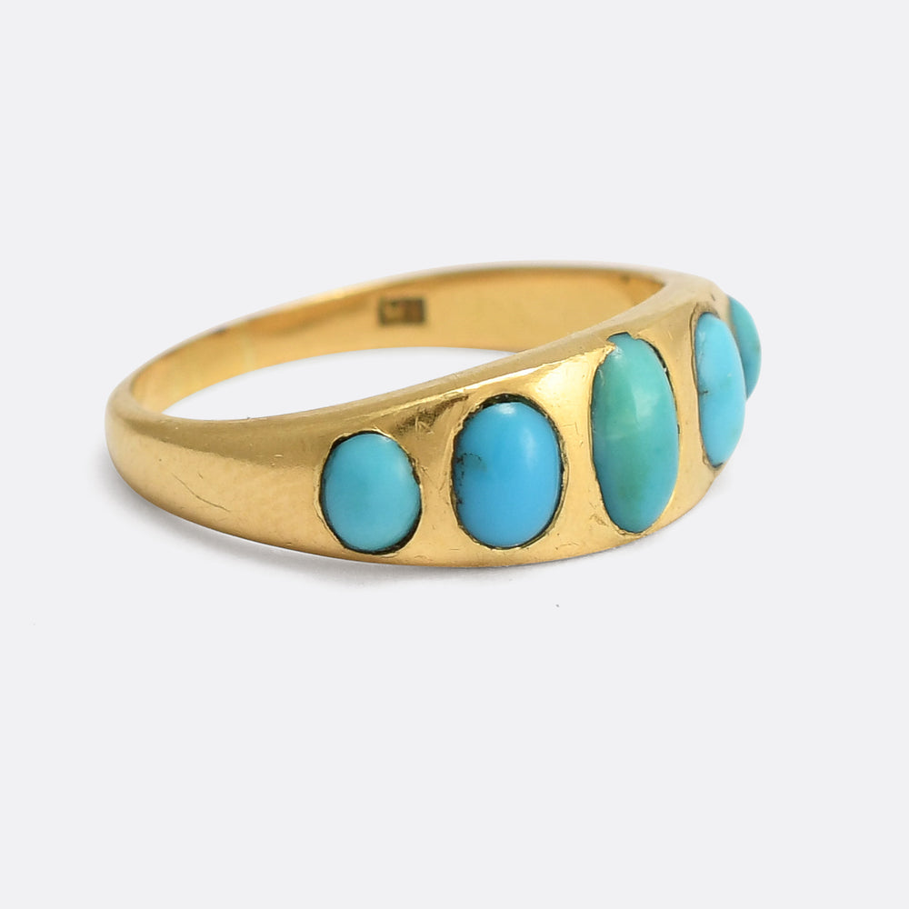 Victorian Turquoise 5-Stone Gypsy Ring