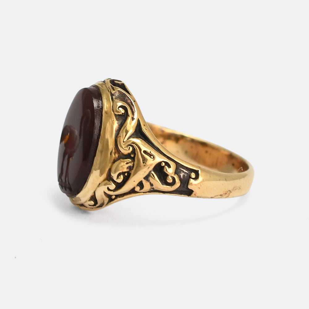 Victorian Flamingo Intaglio Signet Ring