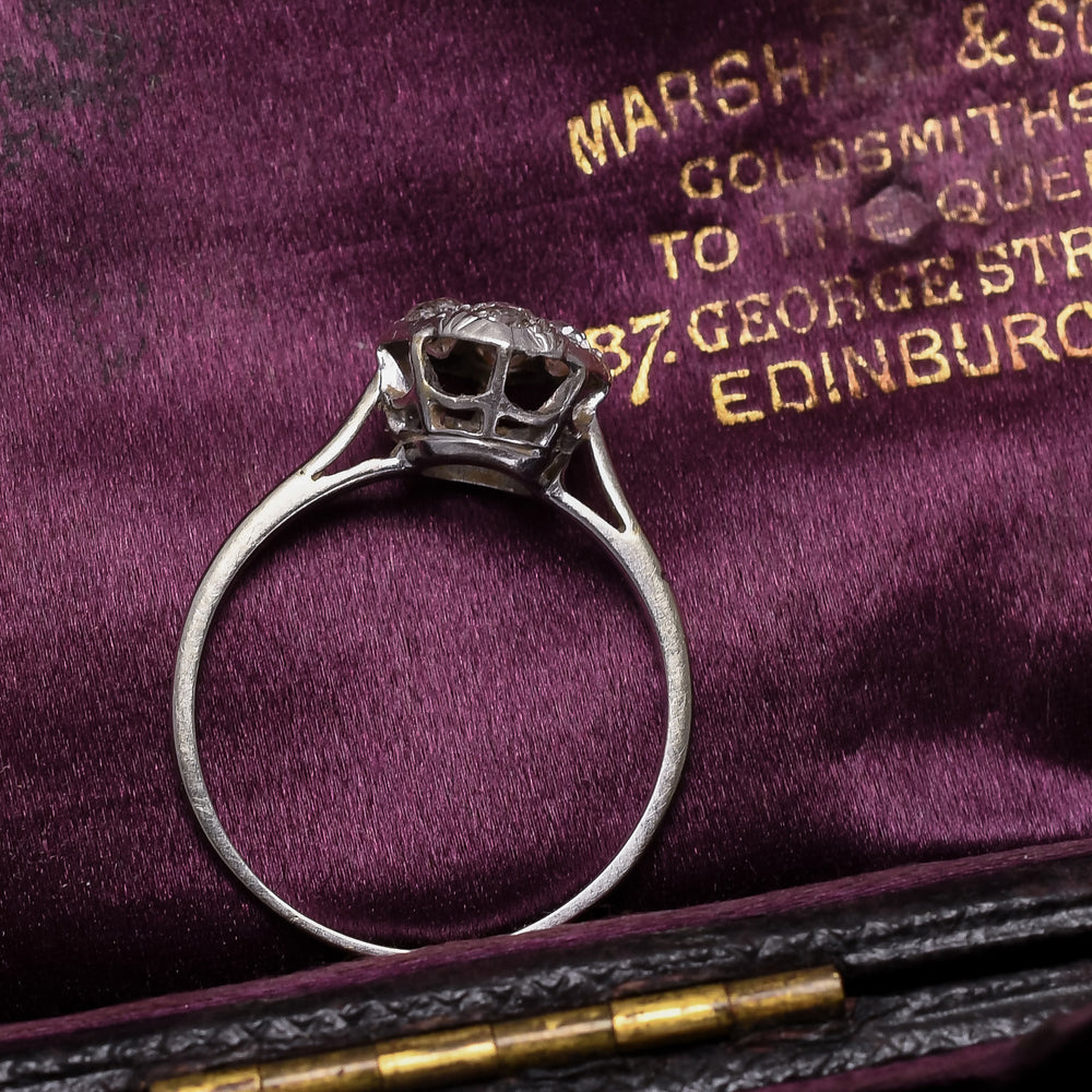 Edwardian Old Cut Diamond Round Cluster Ring