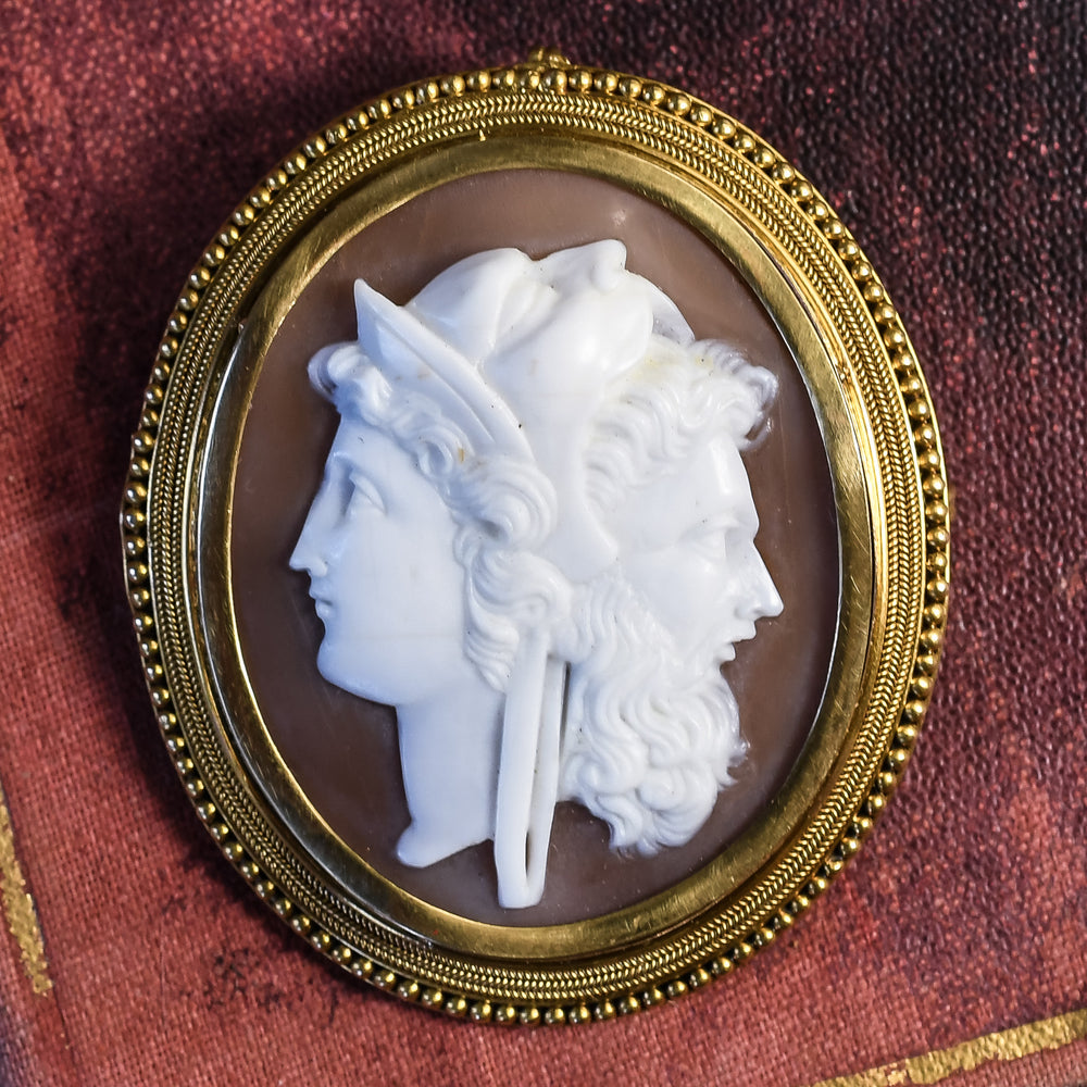 Mid Victorian Hercules & Minerva Gryllus Cameo Brooch