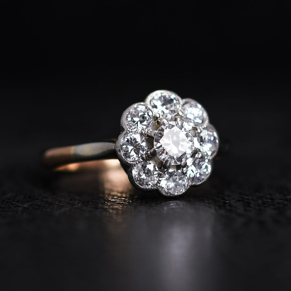 Edwardian Diamond Flower Cluster Ring