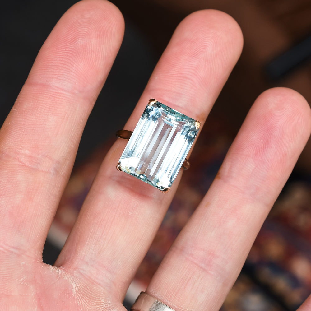 Mid-Century 21.41ct Aquamarine Statement Ring