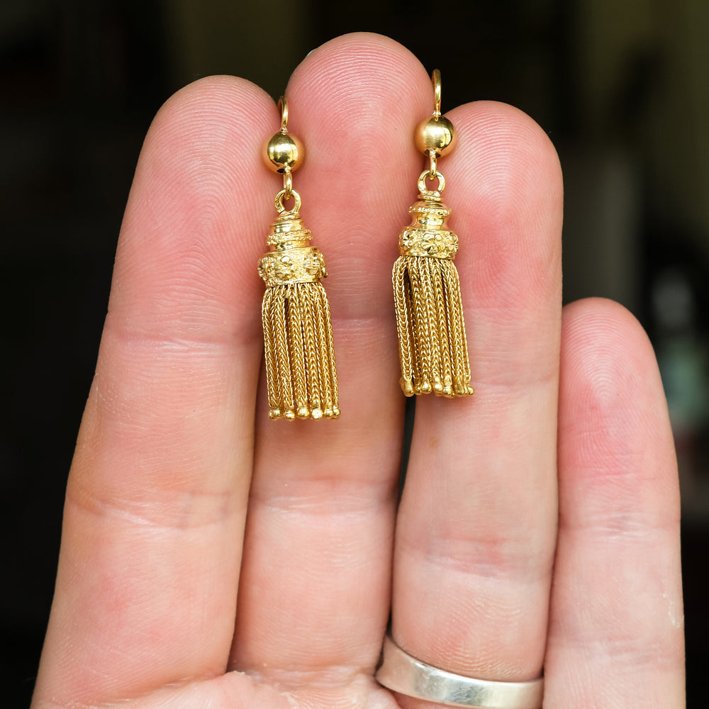 Victorian 18k Gold Tassel Earrings