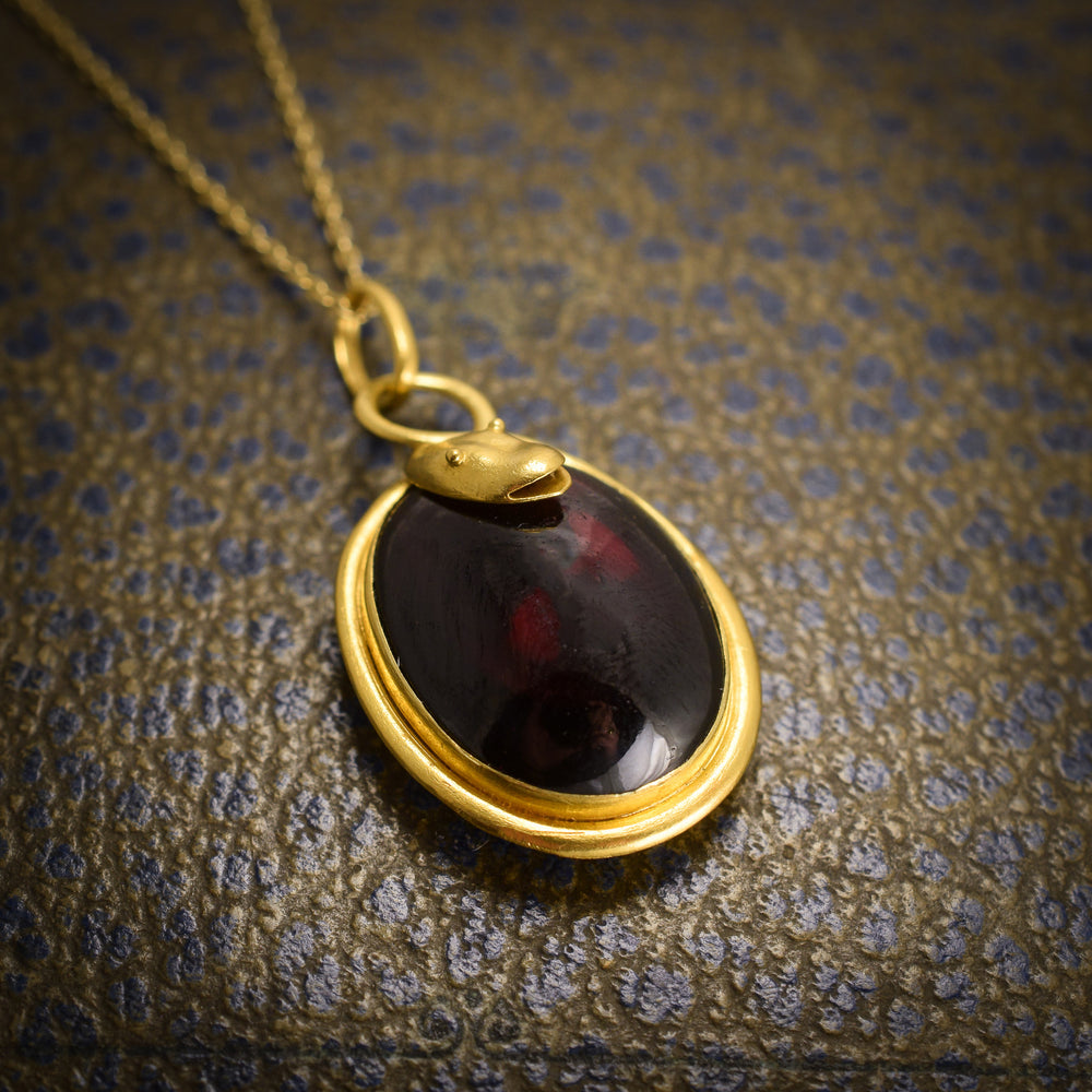 Mid Victorian Garnet & Snake Pendant