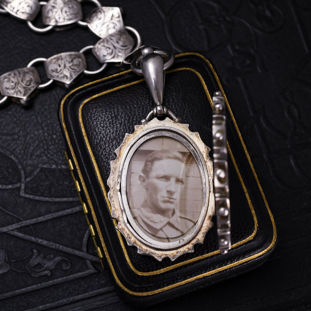 Victorian Enamel Language of Flowers Locket & Collar Necklace