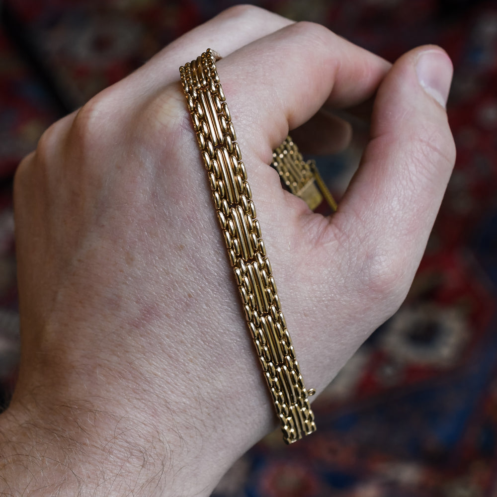 Imperial Russian 14k Gold Gate Link Bracelet