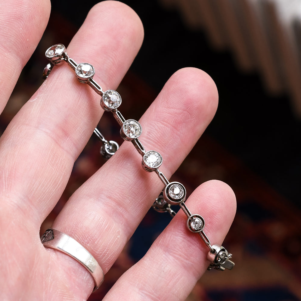 Art Deco 7.55ct Old Euro Diamond Bracelet