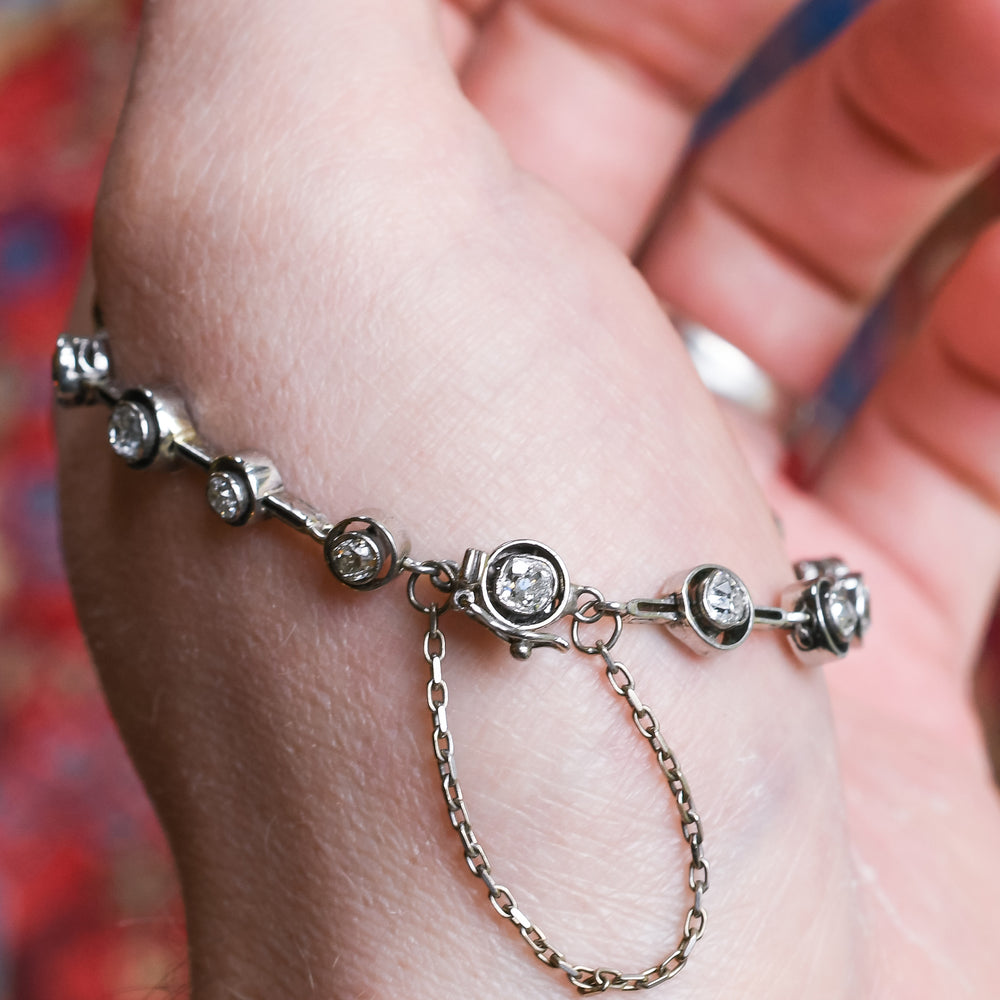 Art Deco 7.55ct Old Euro Diamond Bracelet