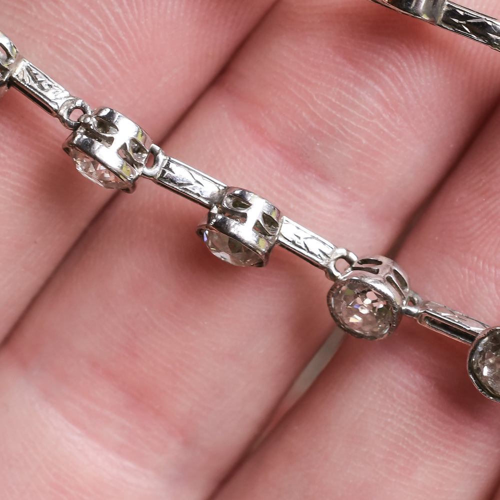 Art Deco 7.55ct Old Euro Diamond Bracelet