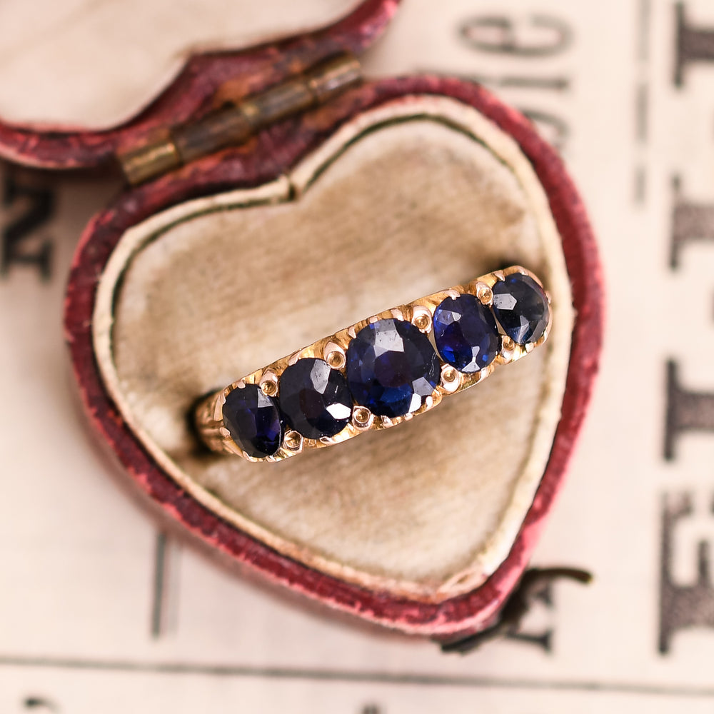 Victorian Sapphire 5-Stone Half Hoop Ring