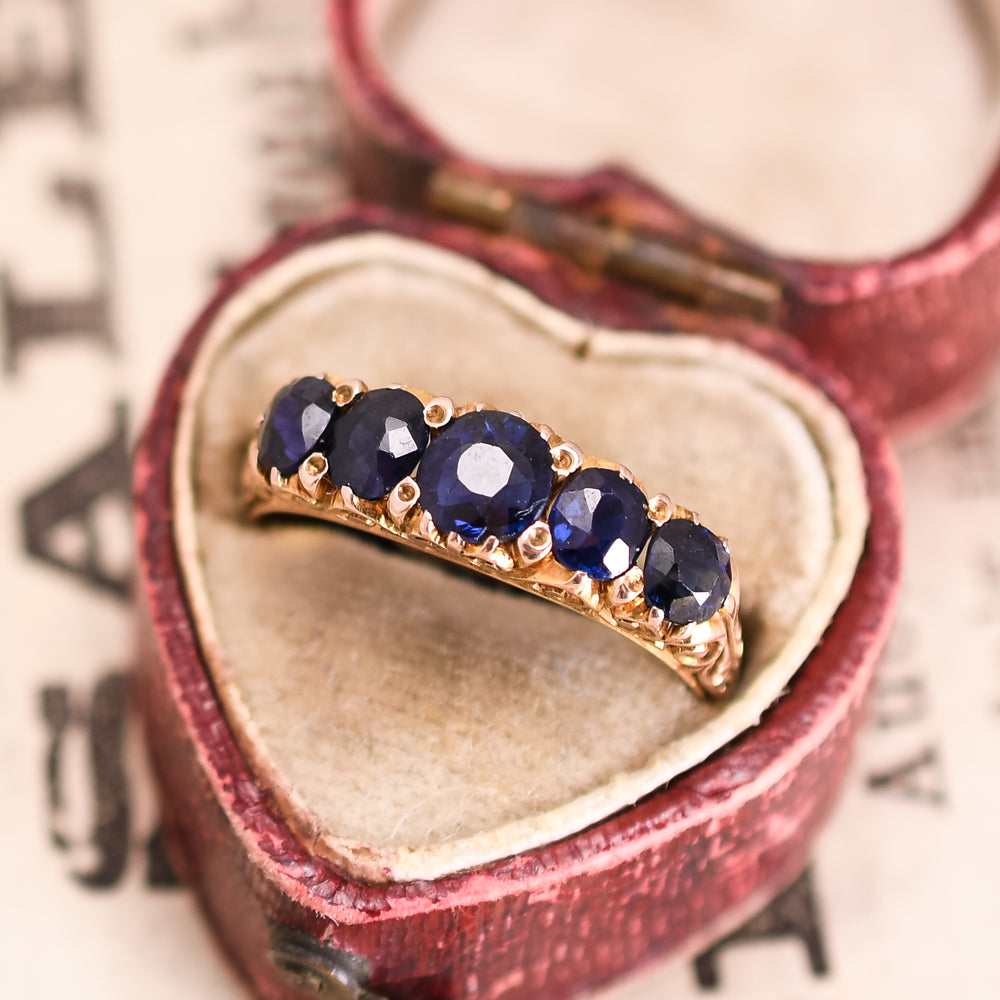 Victorian Sapphire 5-Stone Half Hoop Ring