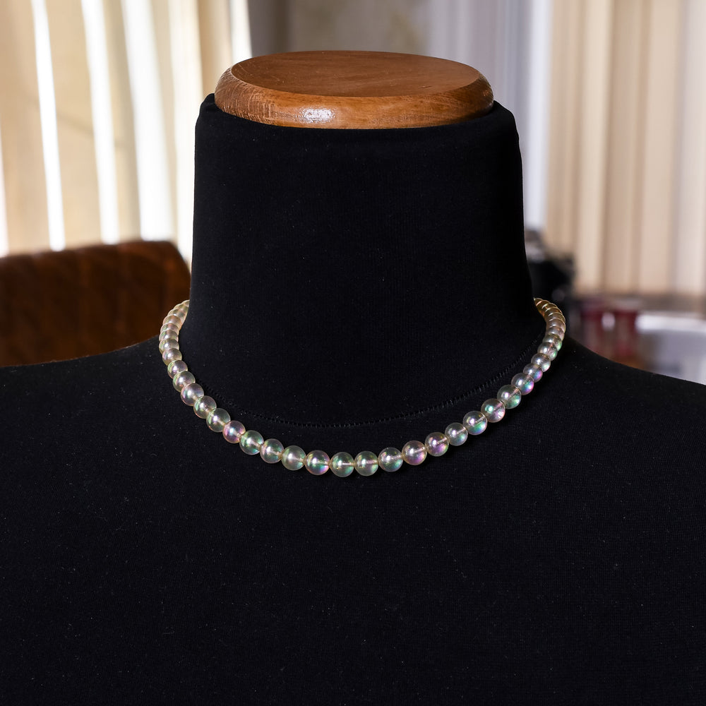 Art Deco Opalescent Glass Bead Necklace