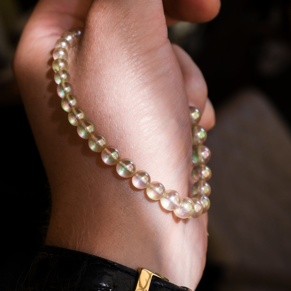 Art Deco Opalescent Glass Bead Necklace