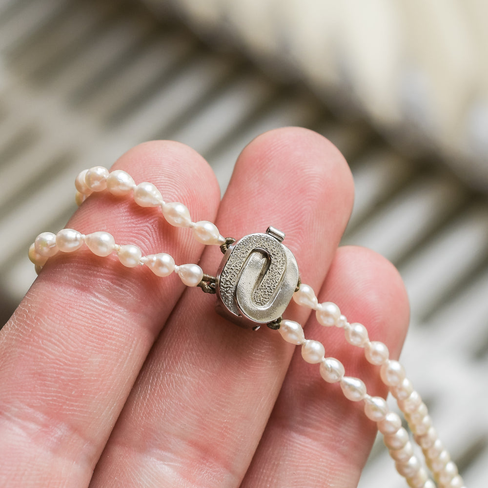 Vintage Double String Pearl Necklace