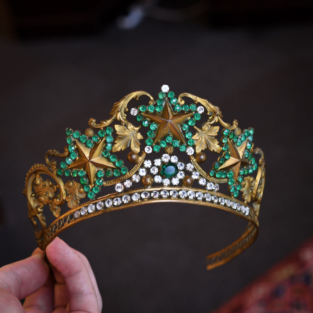 Georgian Regency Green & White Paste Tiara