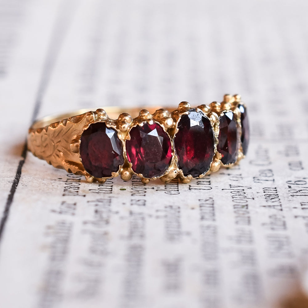 Mid-Victorian Garnet 5-Stone Ring