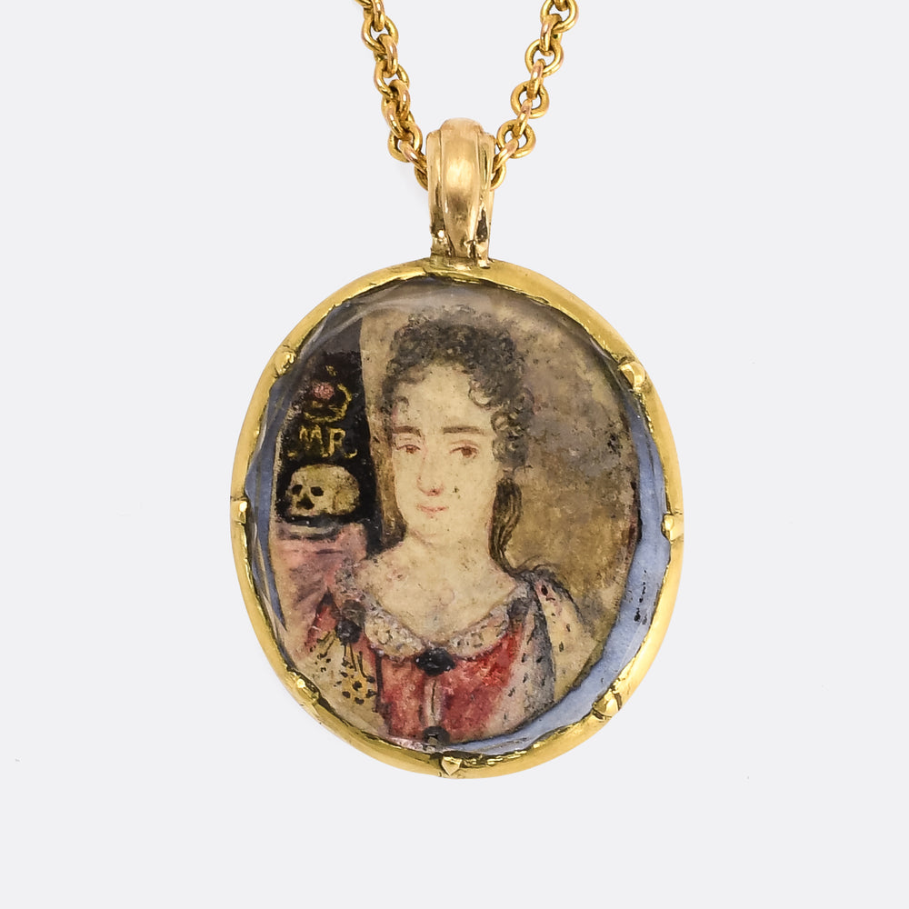 17th Century Queen Mary II Stuart Crystal Memorial Pendant