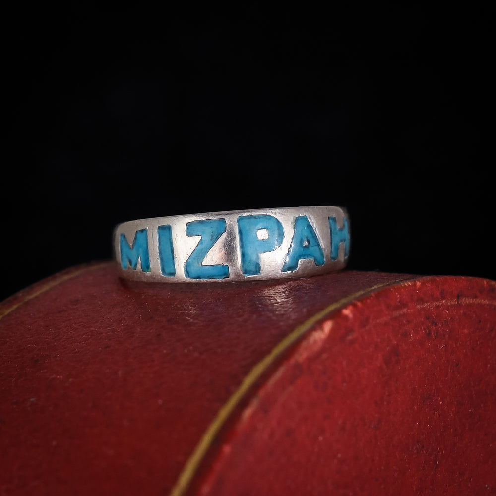 Victorian Turquoise Enamel MIZPAH Ring
