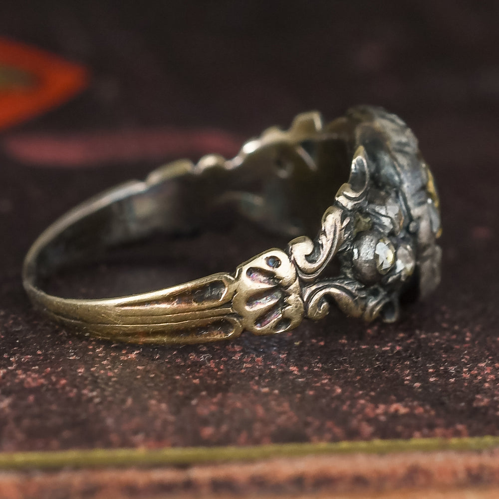 Georgian Sapphire & Diamond Cushion Cluster Ring