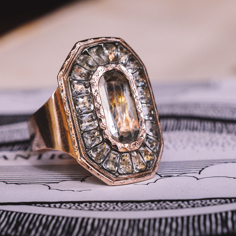 Georgian White Paste Octagon Ring