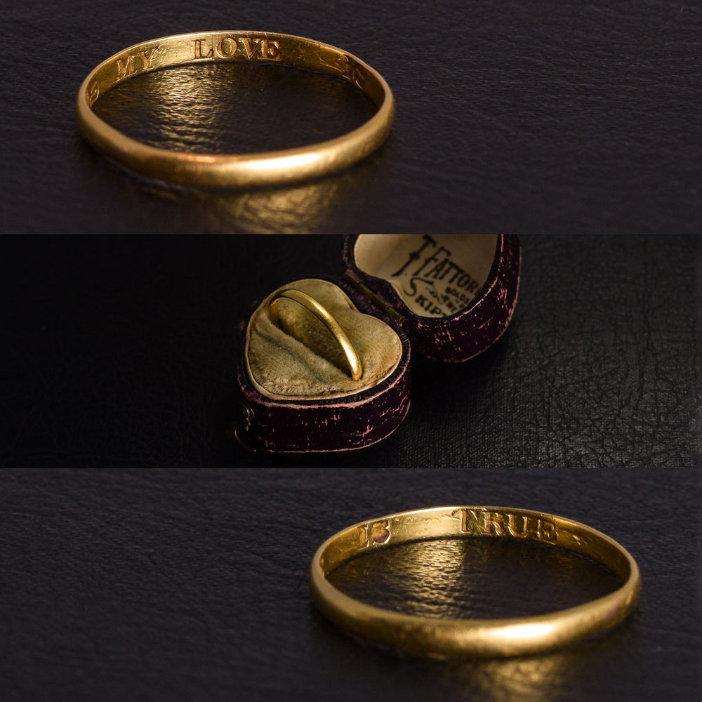 Georgian 18k Gold Posy Ring MY LOVE IS TRUE
