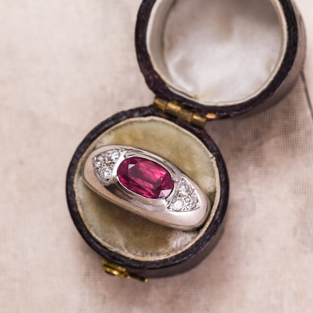 Mid-Century Ruby & Diamond Bombé Ring