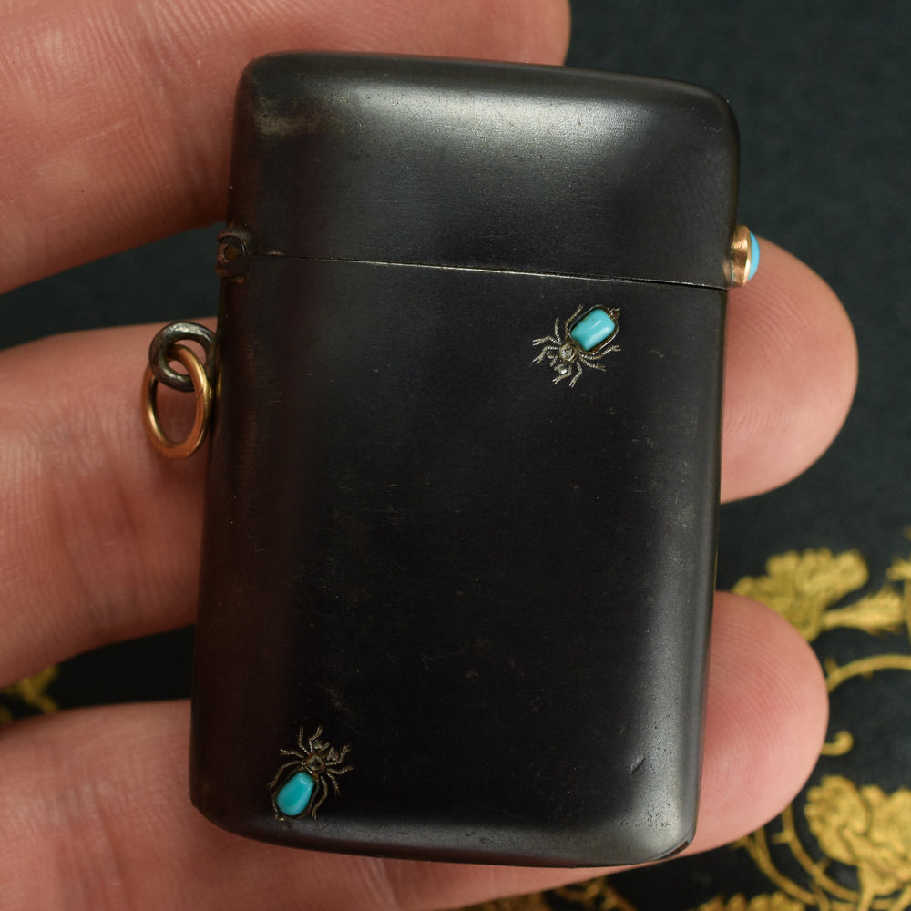 Edwardian Turquoise & Diamond Bugs Vesta Case