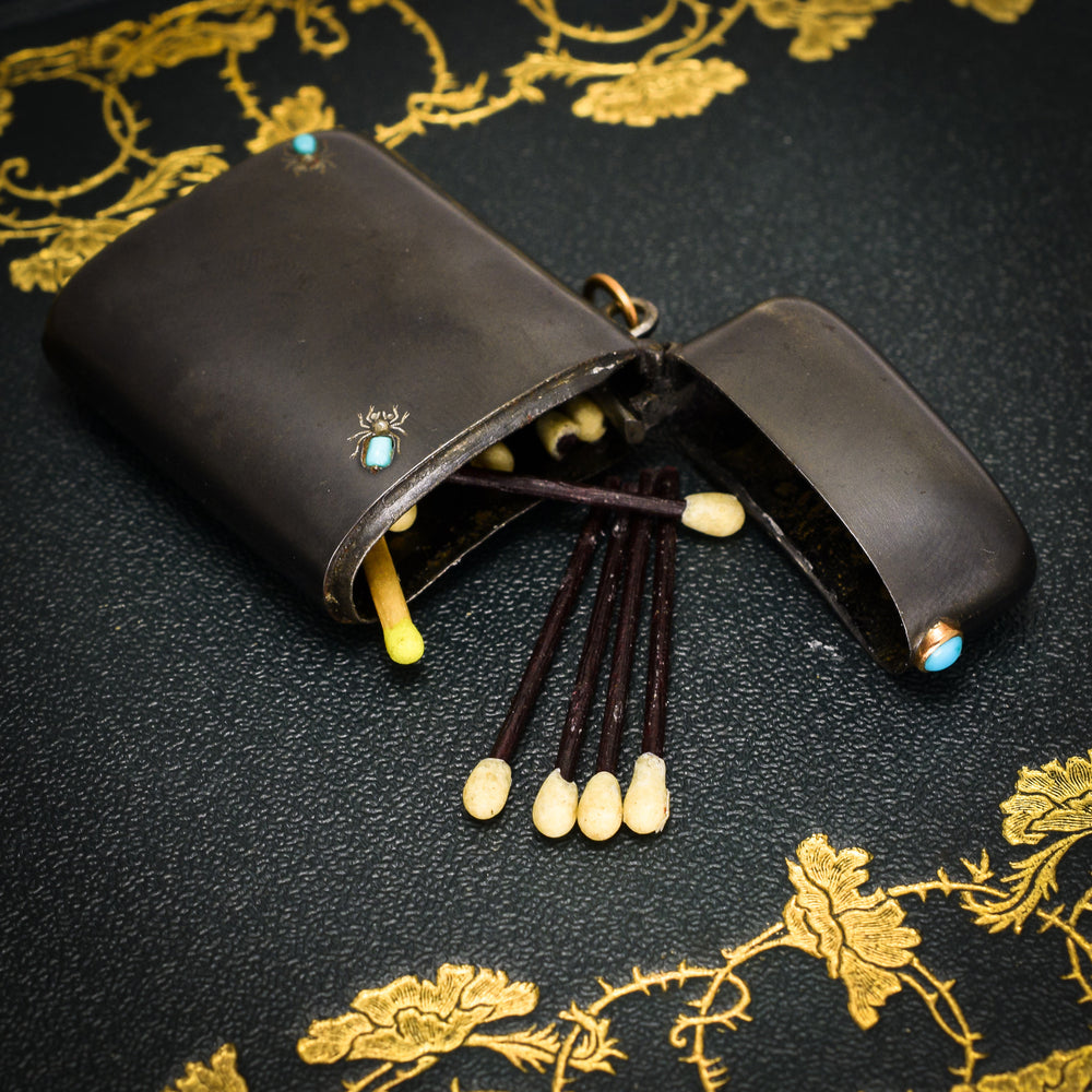 Edwardian Turquoise & Diamond Bugs Vesta Case