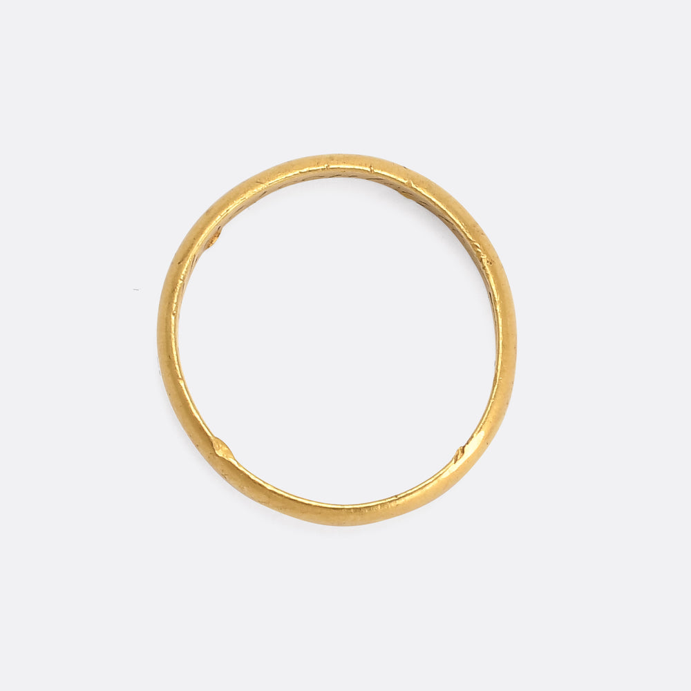 18th Century Gold Posy Ring Hearyts United Live Contented