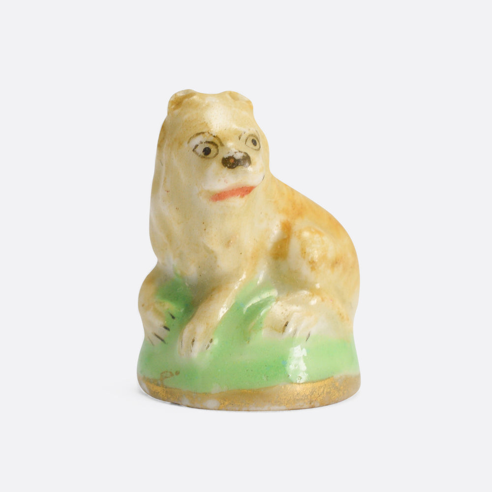 18th Century Derby Chelsea Lying Lion Porcelain Fob Seal