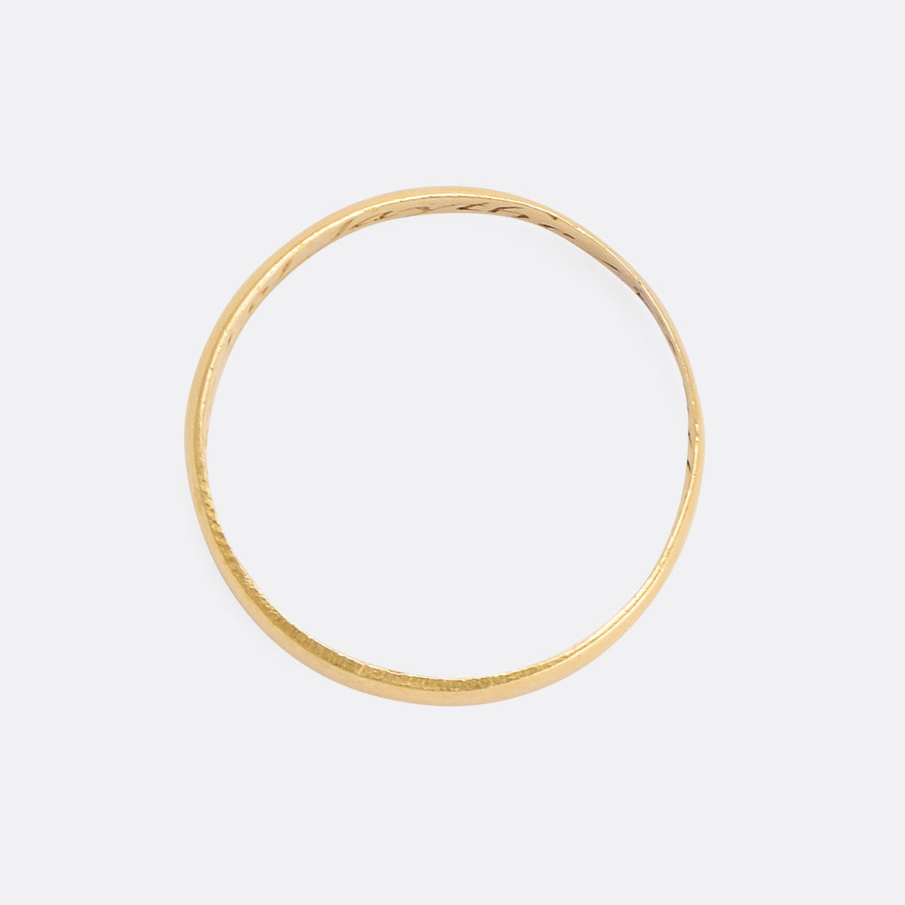 18th Century Gold Posy Ring Rather death then faulse of faythe