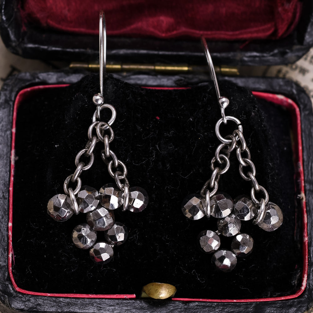 Georgian Cut Steel Triangle Earrings