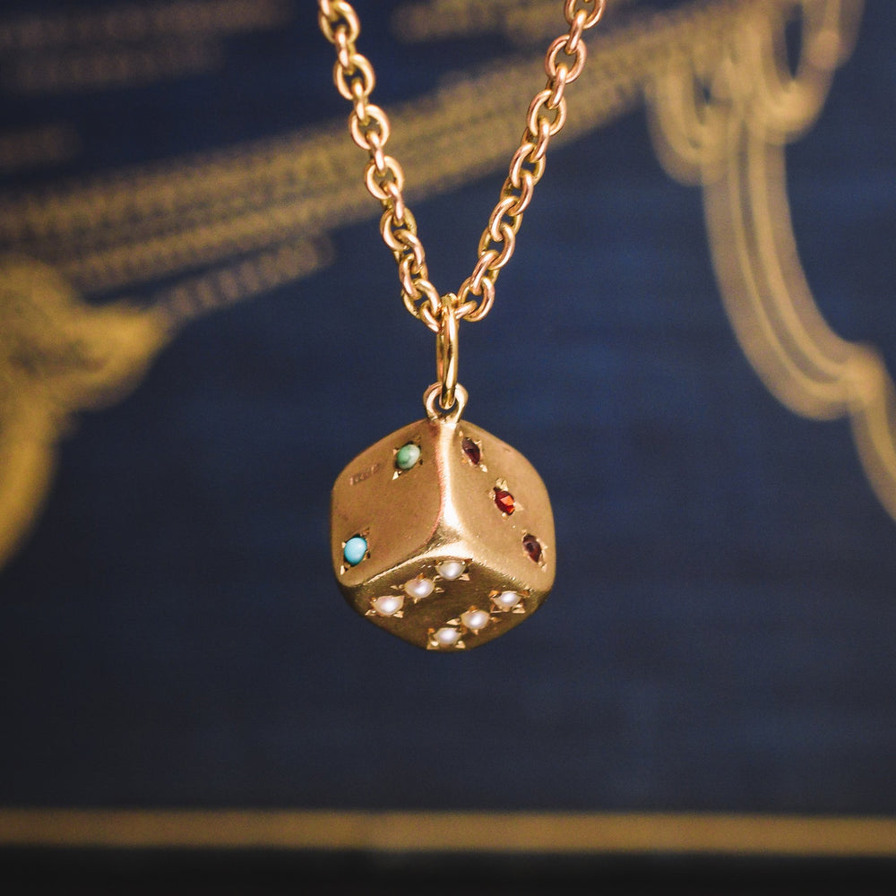 Vintage Gemset Dice Pendant