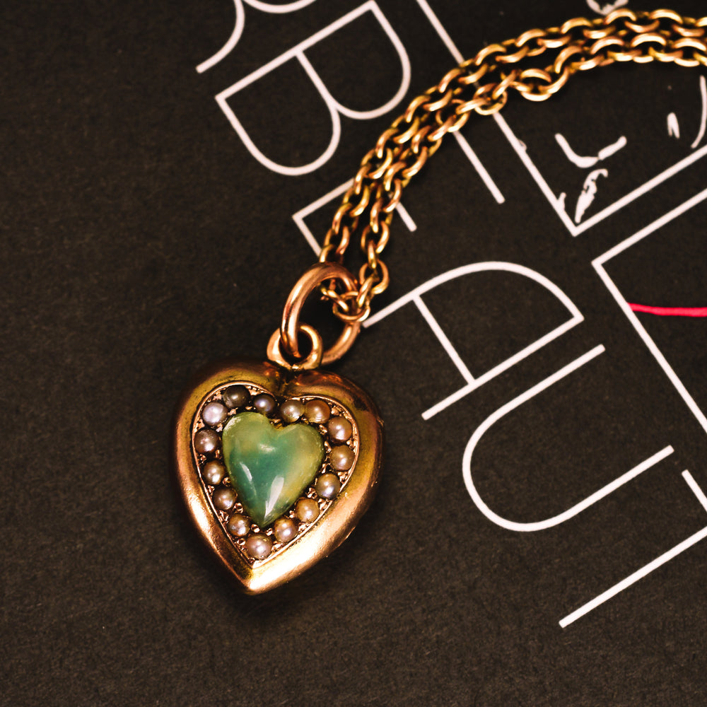 Victorian Chalcedony Puffed Heart Pendant