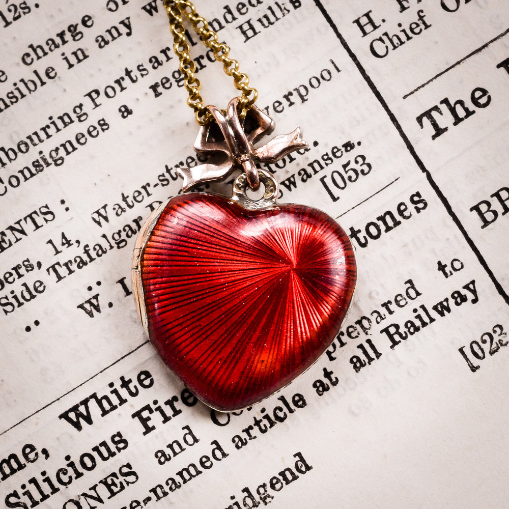 Antique Fabergé Red Enamel Heart Locket