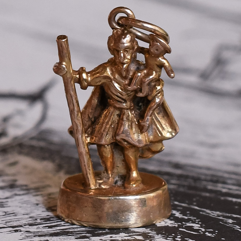 Vintage Figural Saint Christopher Fob Pendant