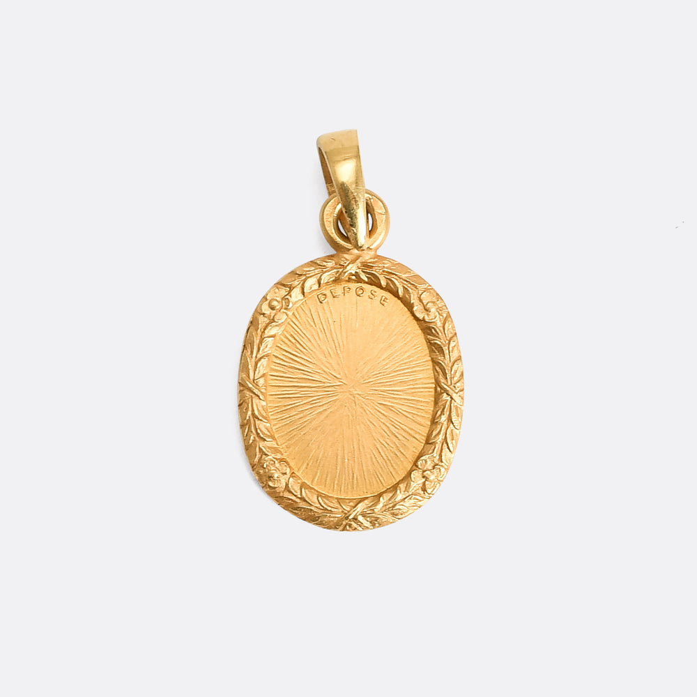 1920s Plus Qu'Hier Moins Que Demain Love Token Pendant