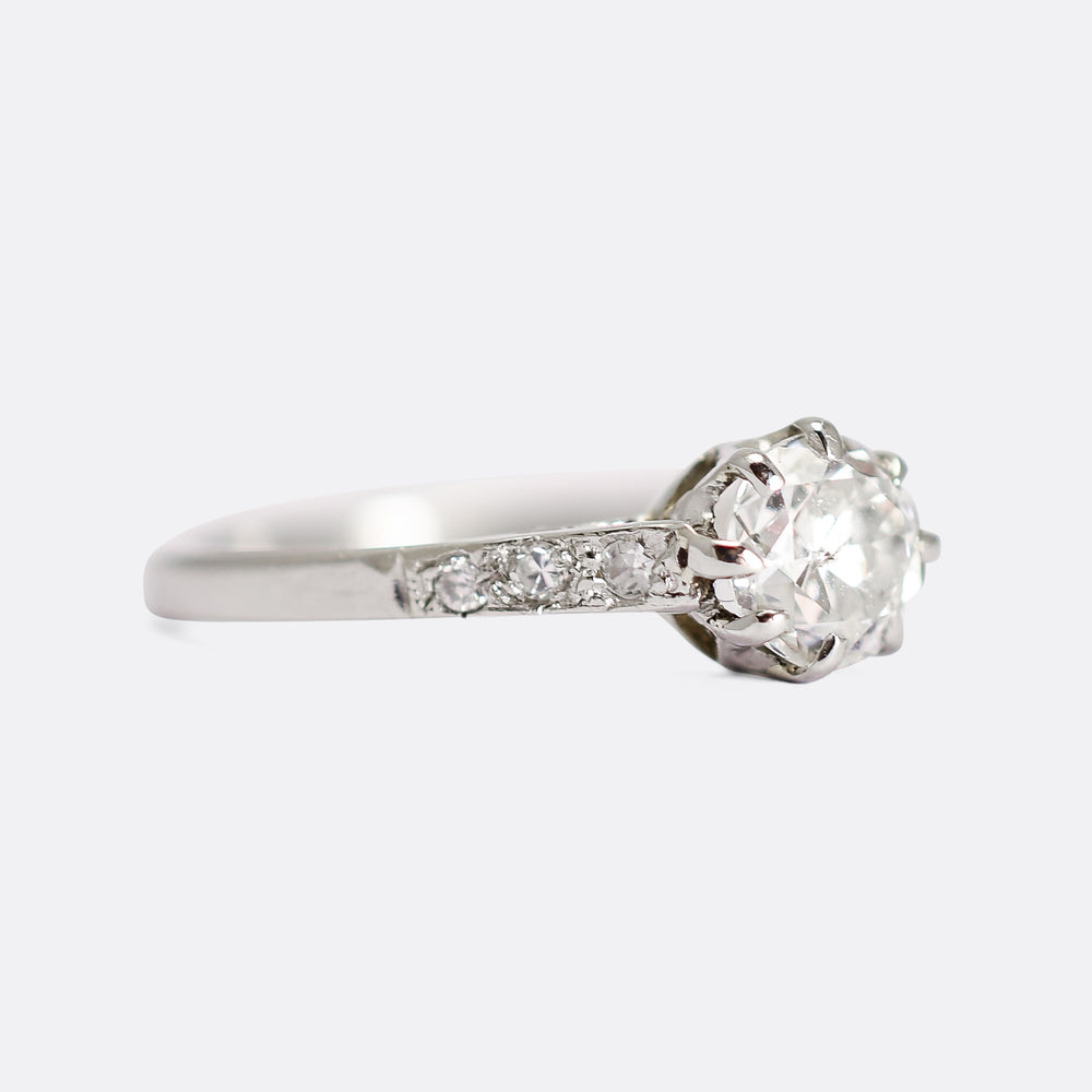 1920s Transitional Cut Diamond Solitaire Ring