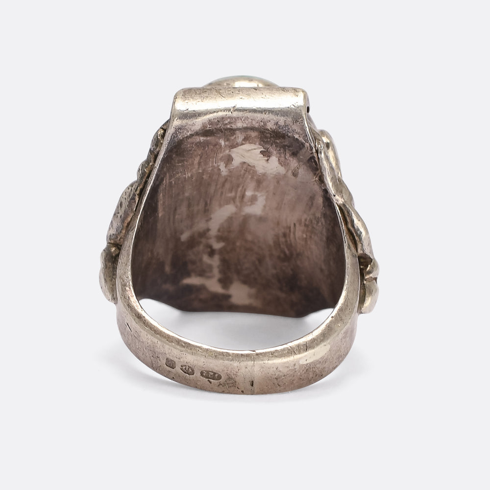 1930s Turquoise Matrix Chinese Dragon Ring