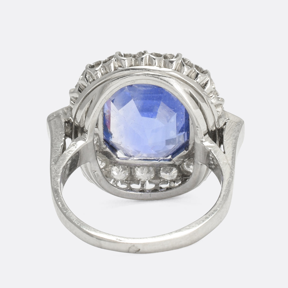 1930s Art Deco Ceylon Sapphire & Diamond Cluster Ring