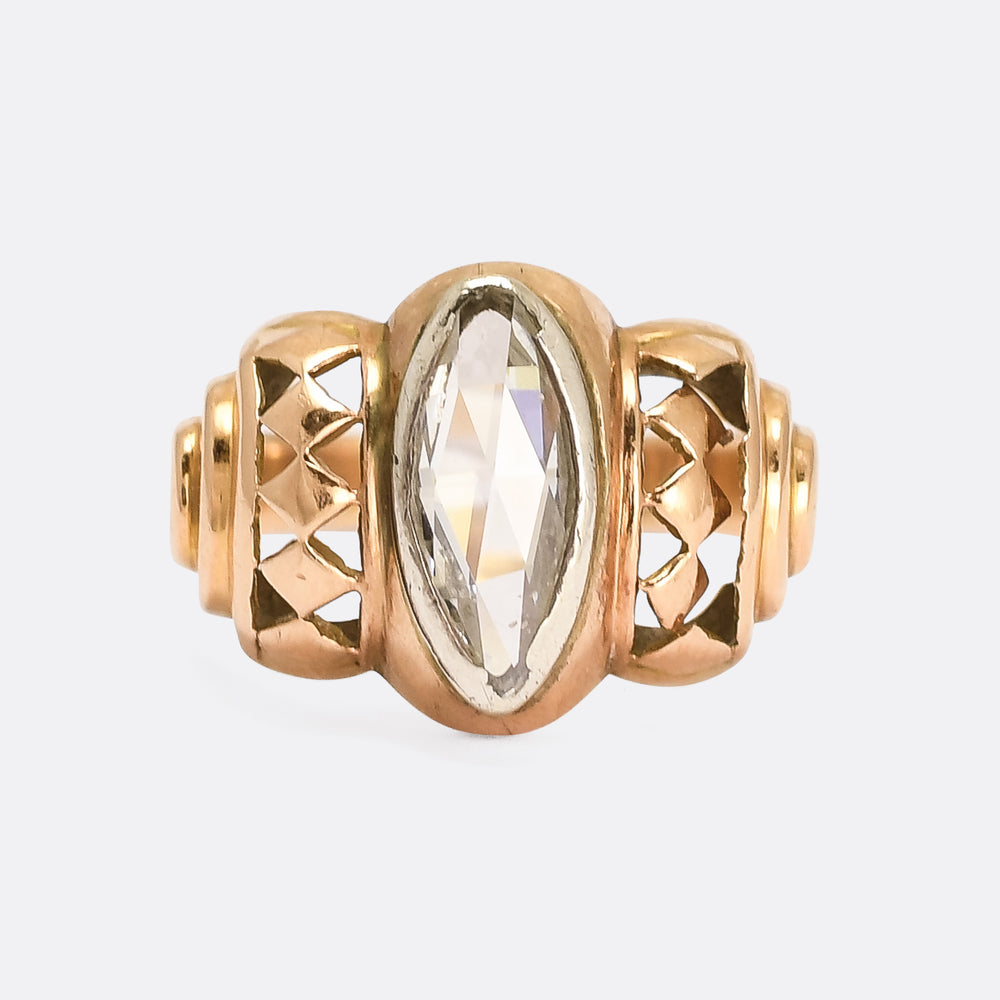 1940s Retro Marquise Diamond Solitaire Ring