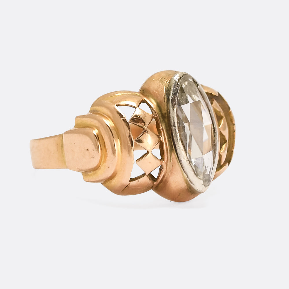 1940s Retro Marquise Diamond Solitaire Ring