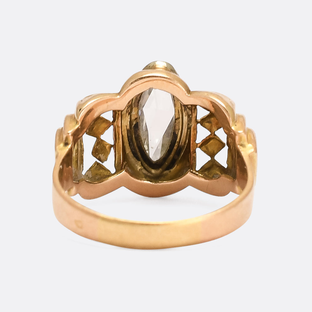 1940s Retro Marquise Diamond Solitaire Ring