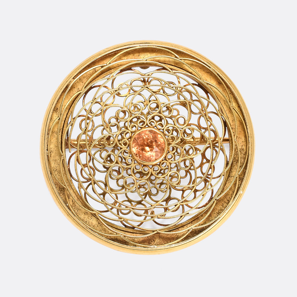1940s Tiffany & Co. Padparadscha Filigree Brooch