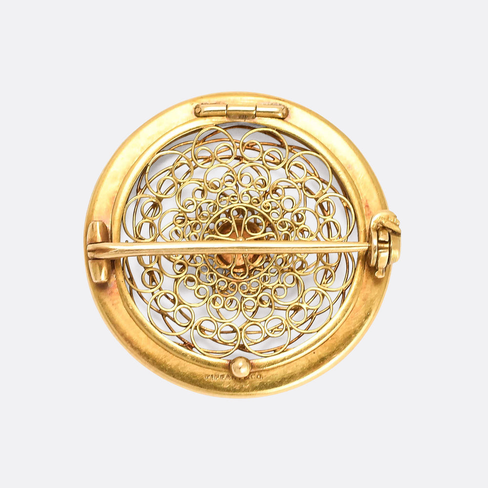 1940s Tiffany & Co. Padparadscha Filigree Brooch