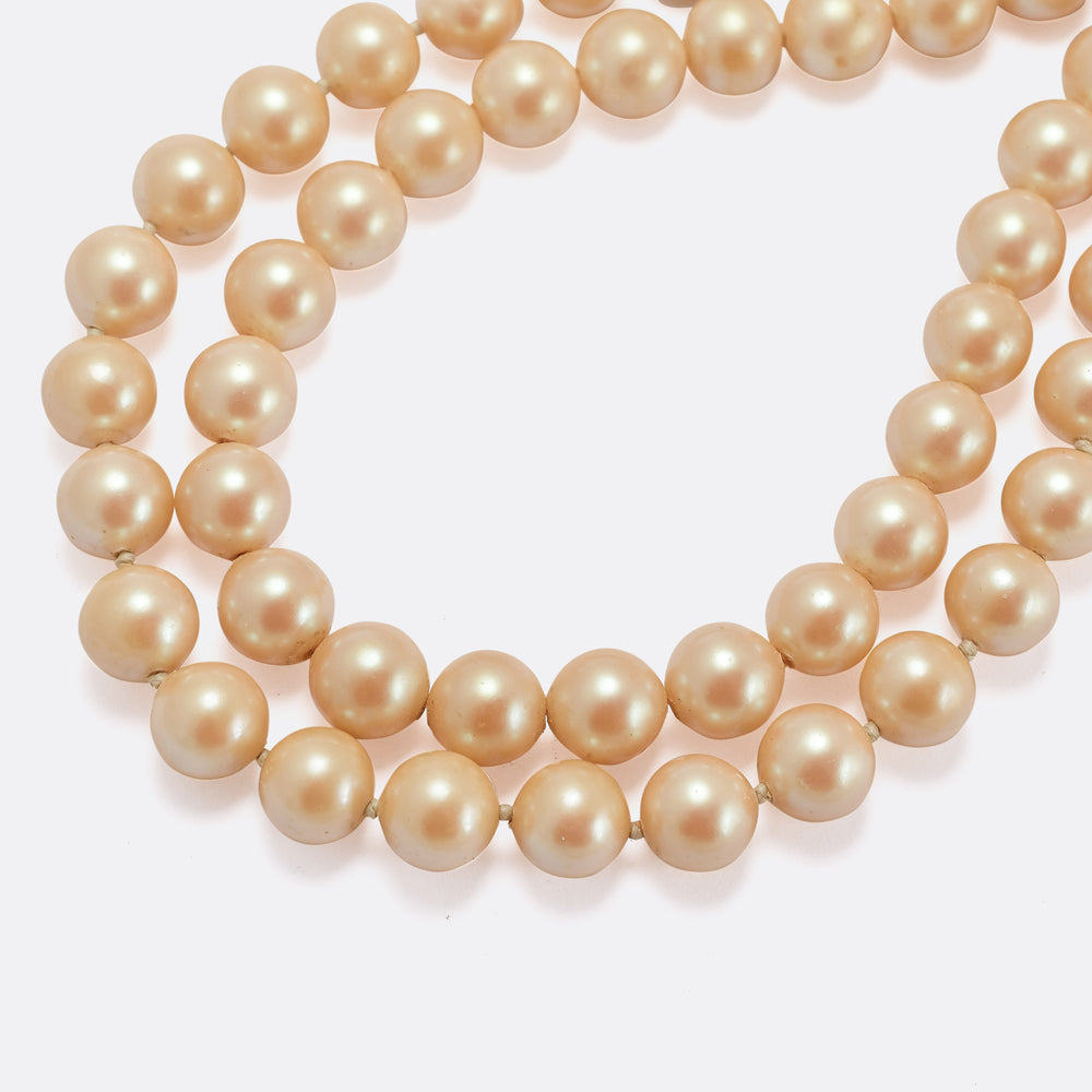 1950s Faux Pearl Double Strand Necklace