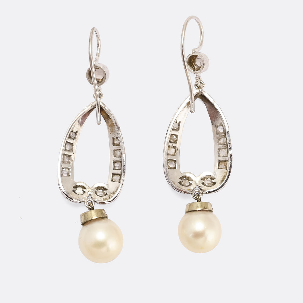 1950s Pearl & Diamond Acorn Earrings