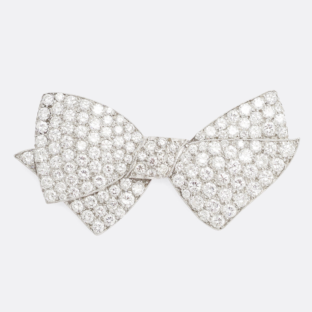 1950s 4.75ct Diamond Bow Brooch