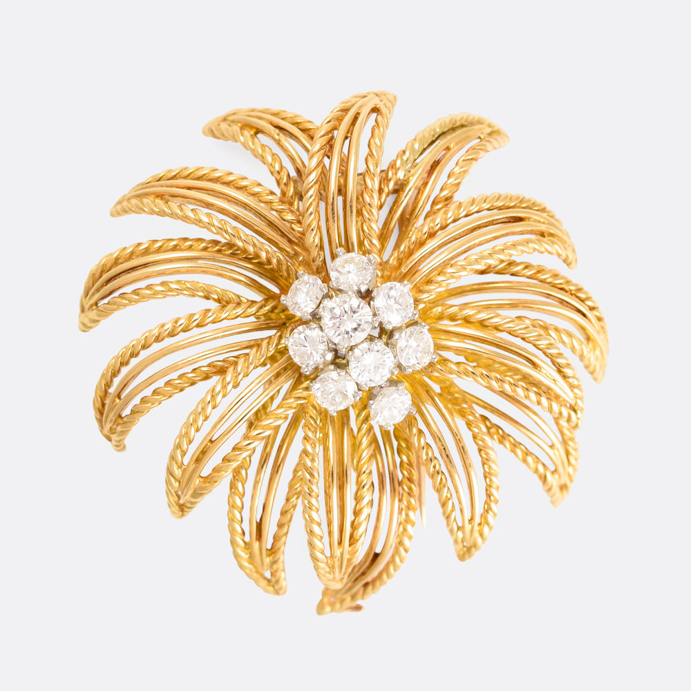 1950s Boucheron Diamond Flower Brooch