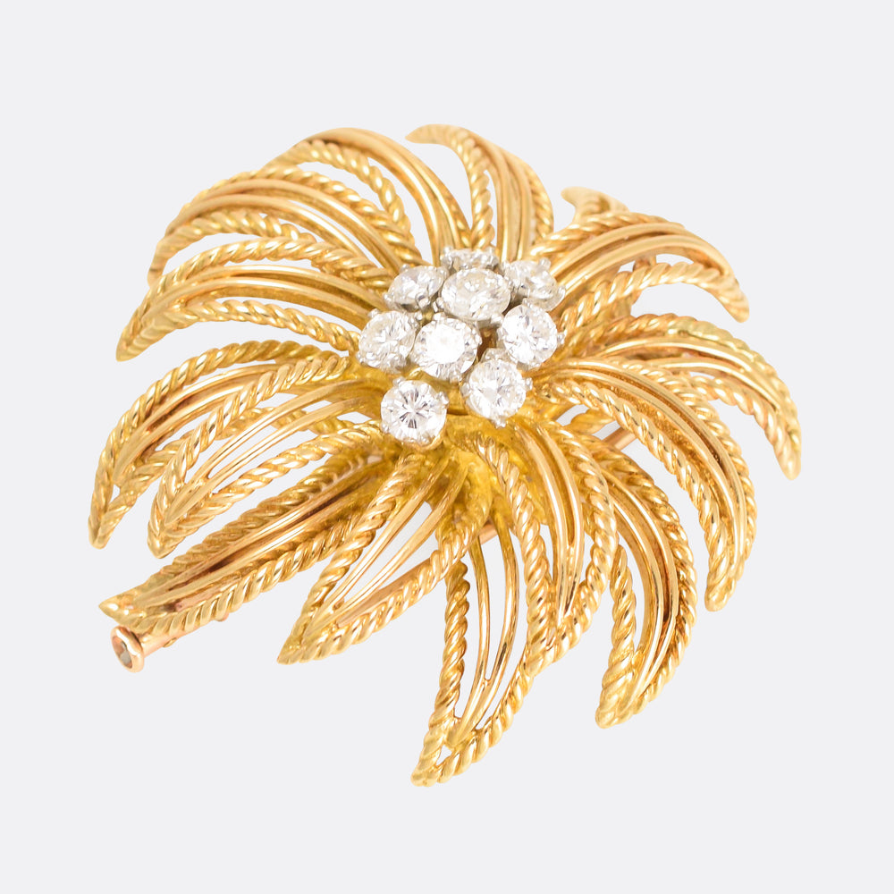 1950s Boucheron Diamond Flower Brooch